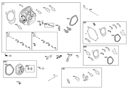 Cylinder Head Group Diagram and Parts List for 25T237-0036-H5 200000 - 399999 Briggs and Stratton Engine